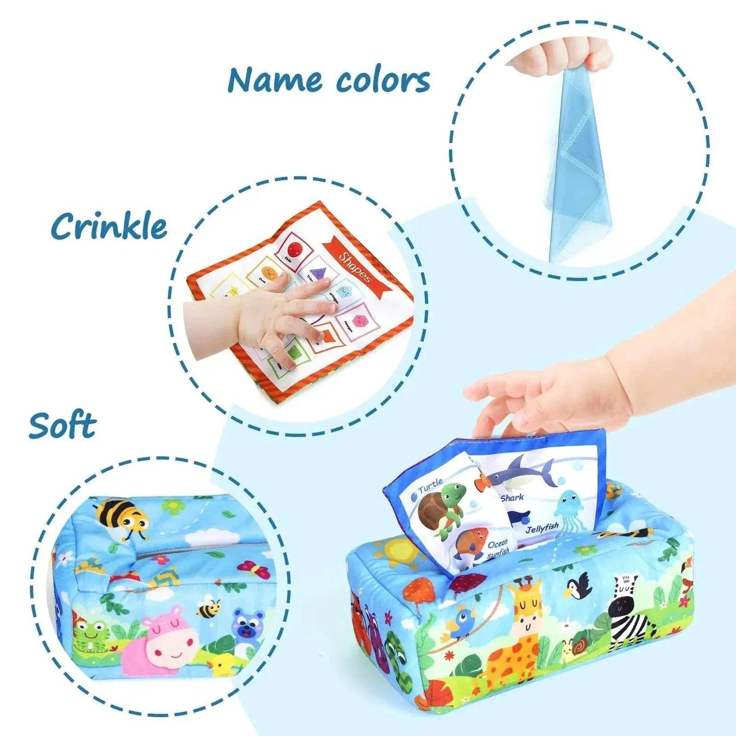  Colorful Soft Sensory Tissue Box Toy For Babies 0-18M Montessori Silk Texture Educational -  ToylandEU™