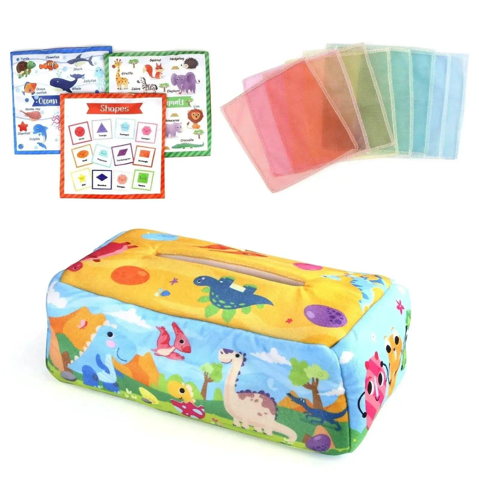  Colorful Soft Sensory Tissue Box Toy For Babies 0-18M Montessori Silk Texture Educational -  ToylandEU™