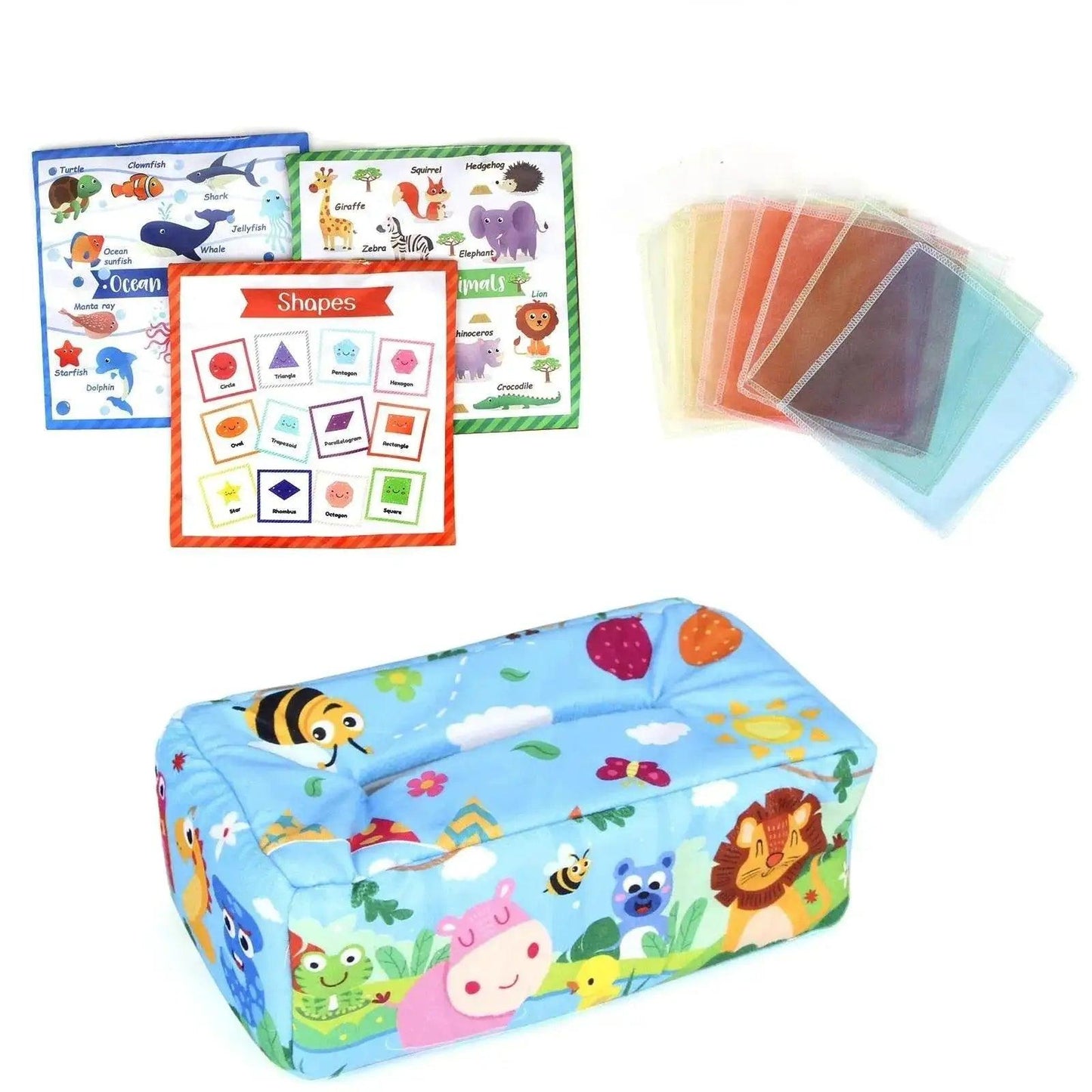  Colorful Soft Sensory Tissue Box Toy For Babies 0-18M Montessori Silk Texture Educational -  ToylandEU™