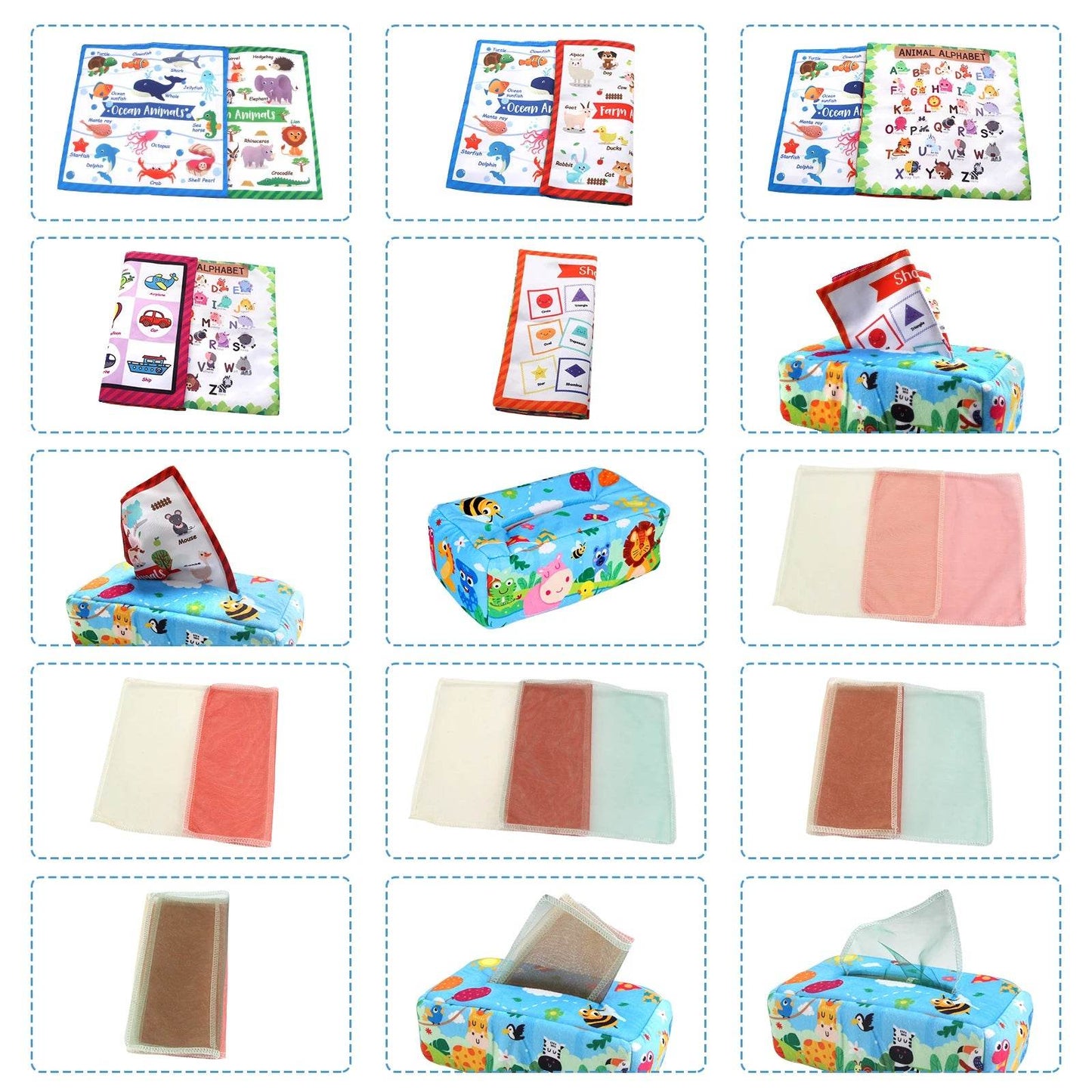 Baby Tissue Box Colorful Soft Sensory Toy For Toddler Finger Exercise Pumping Silk Scarf Gifts 0-18M Montessori Educational Toys - ToylandEU