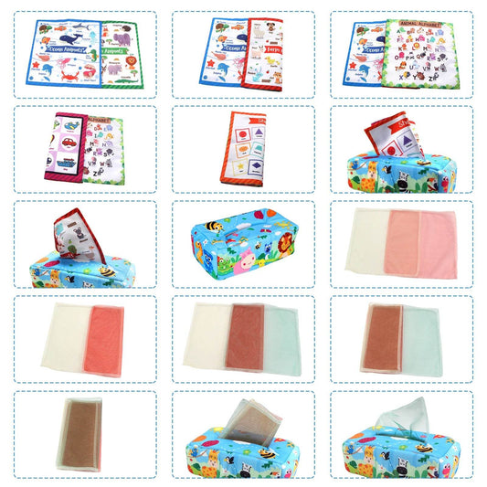 Baby Tissue Box Colorful Soft Sensory Toy For Toddler Finger Exercise Pumping Silk Scarf Gifts 0-18M Montessori Educational Toys - ToylandEU