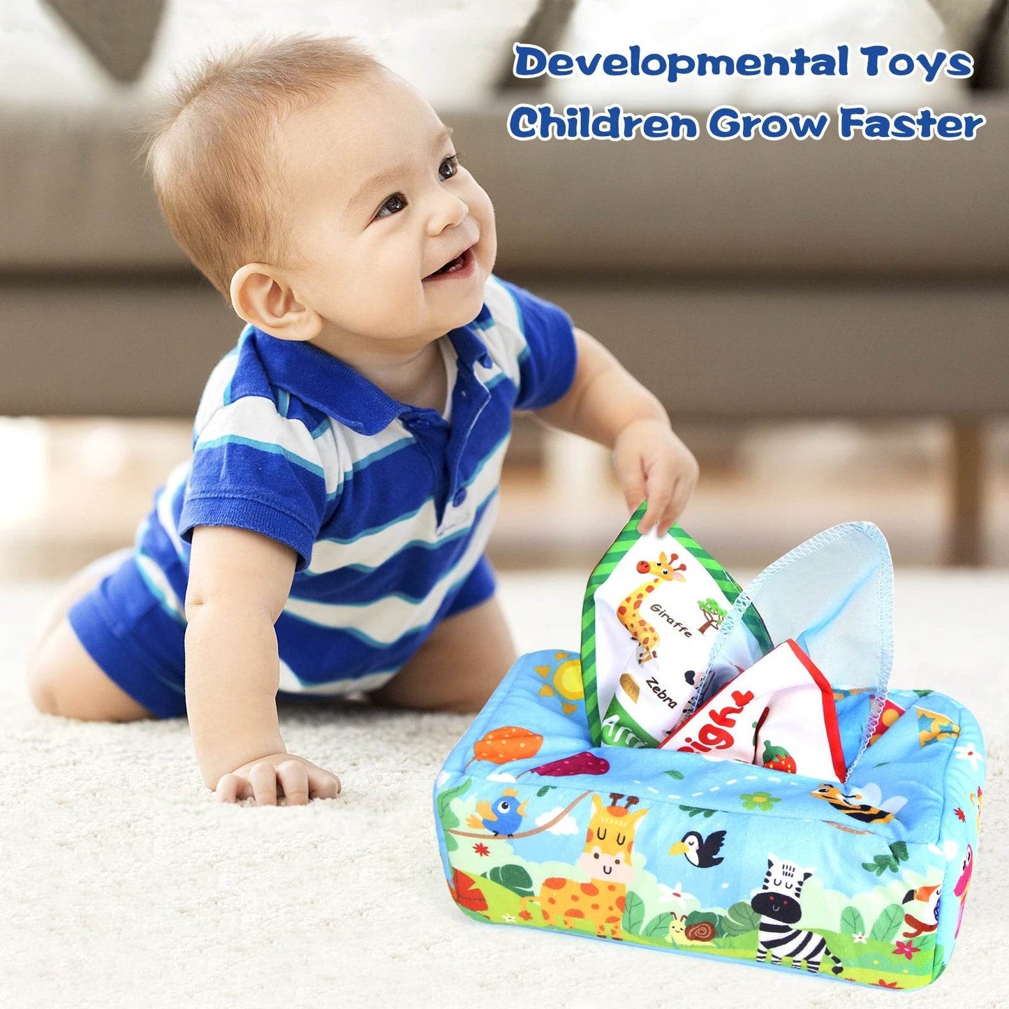 Baby Tissue Box Colorful Soft Sensory Toy For Toddler Finger Exercise Pumping Silk Scarf Gifts 0-18M Montessori Educational Toys - ToylandEU