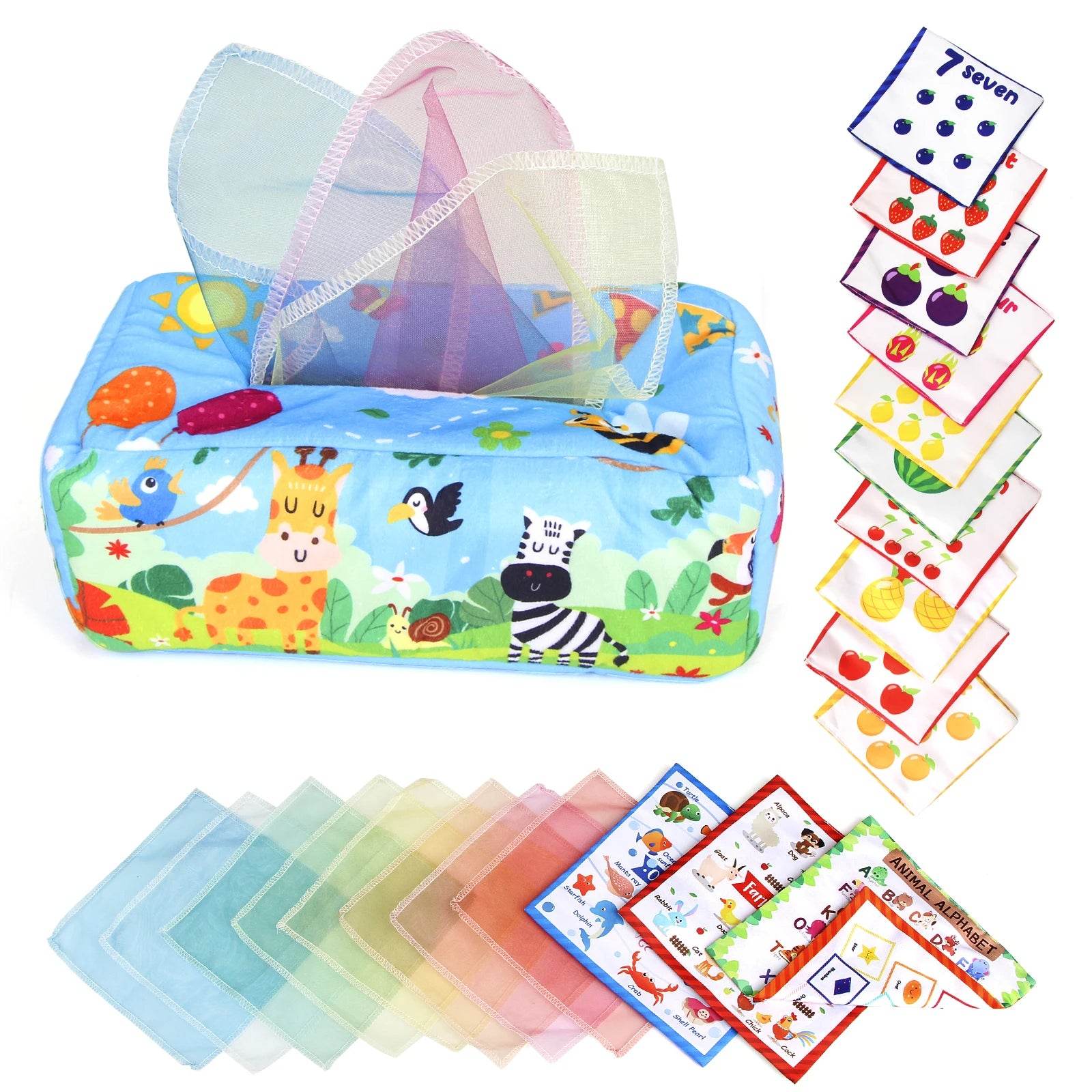 Baby Tissue Box Colorful Soft Sensory Toy For Toddler Finger Exercise Pumping Silk Scarf Gifts 0-18M Montessori Educational Toys - ToylandEU