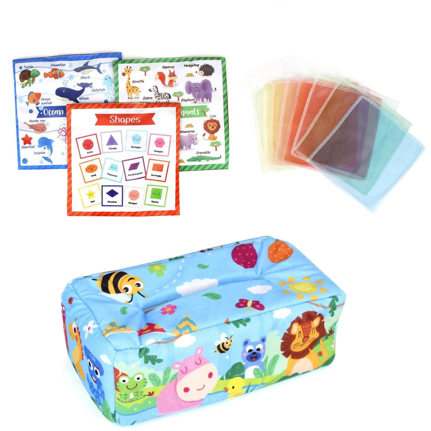 Baby Tissue Box Colorful Soft Sensory Toy For Toddler Finger Exercise Pumping Silk Scarf Gifts 0-18M Montessori Educational Toys - ToylandEU