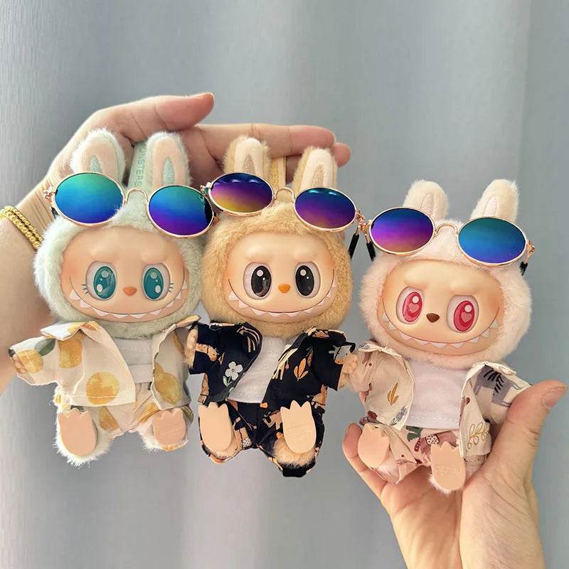 Colorful Summer Doll Clothing Set with Sunglasses and Shoes for 17cm Labubu Dolls - ToylandEU