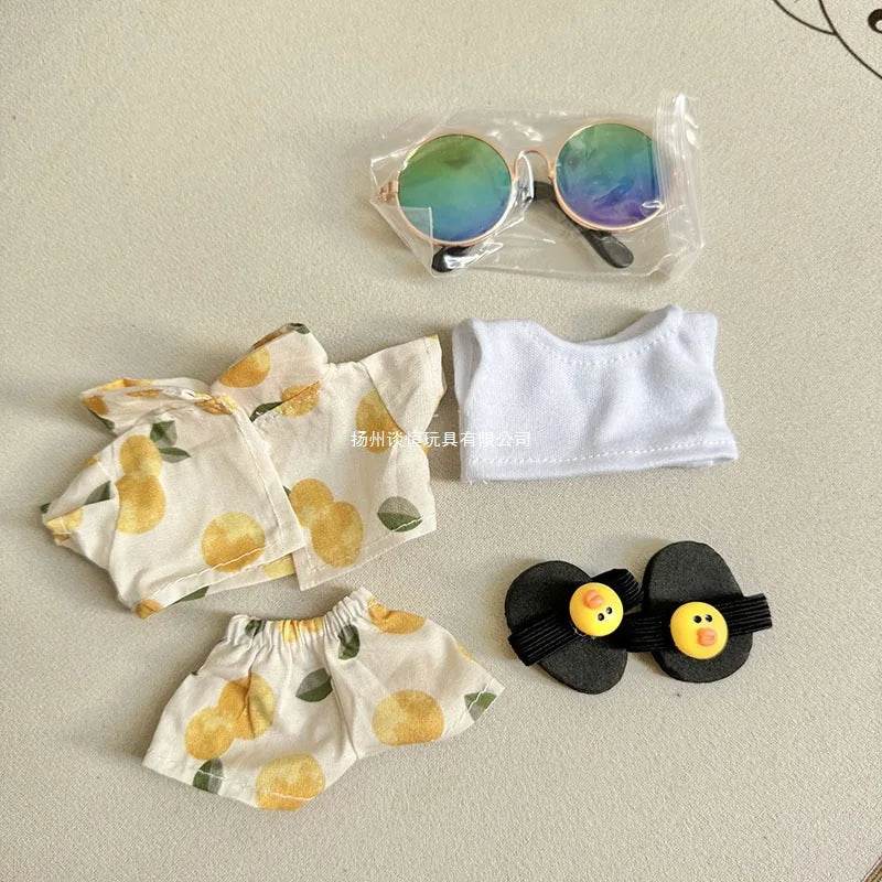 Colorful Summer Doll Clothing Set with Sunglasses and Shoes for 17cm Labubu Dolls - ToylandEU