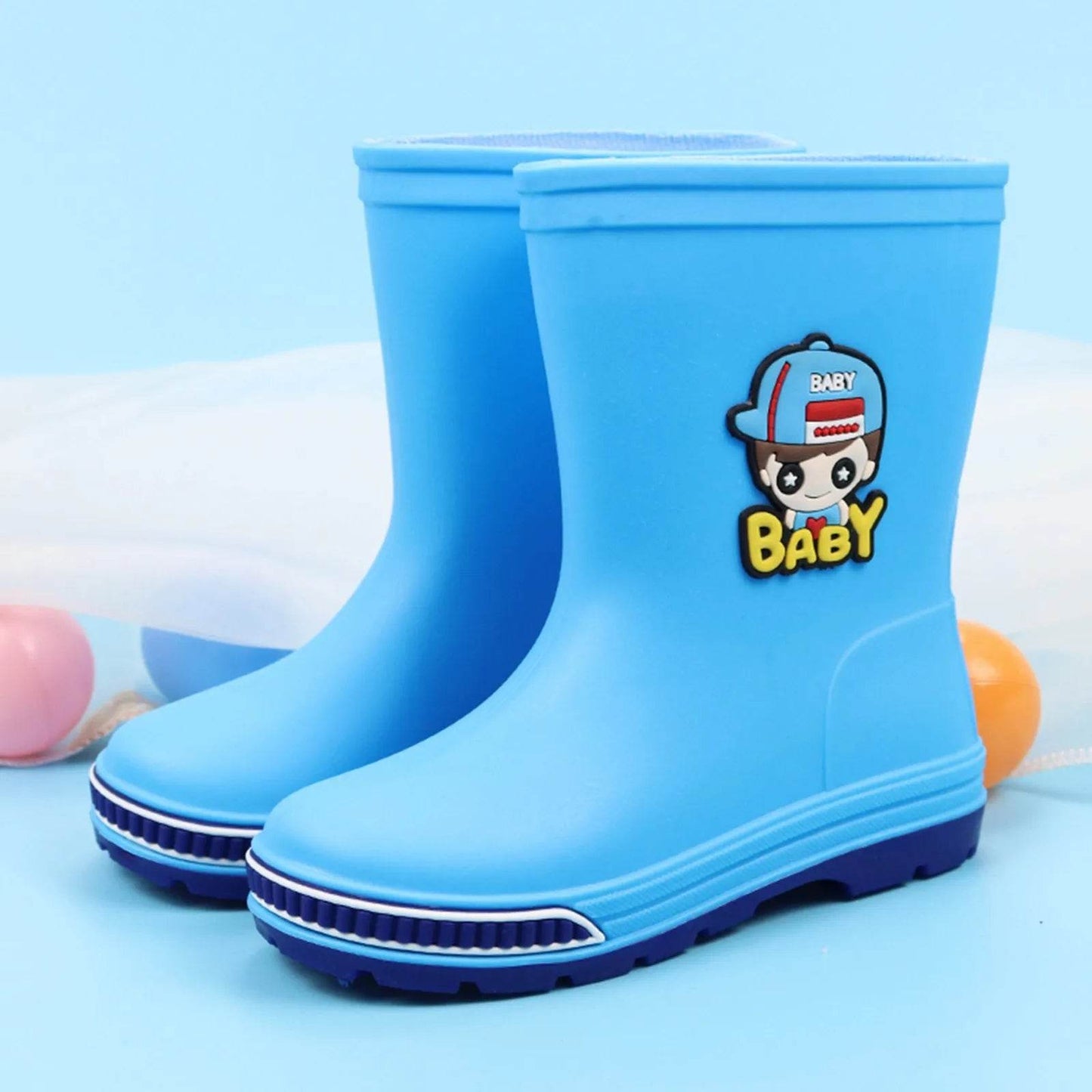 Colorful Waterproof Rain Boots for Kids - Yellow, Blue, Green, Pink with Removable Cotton Lining - ToylandEU