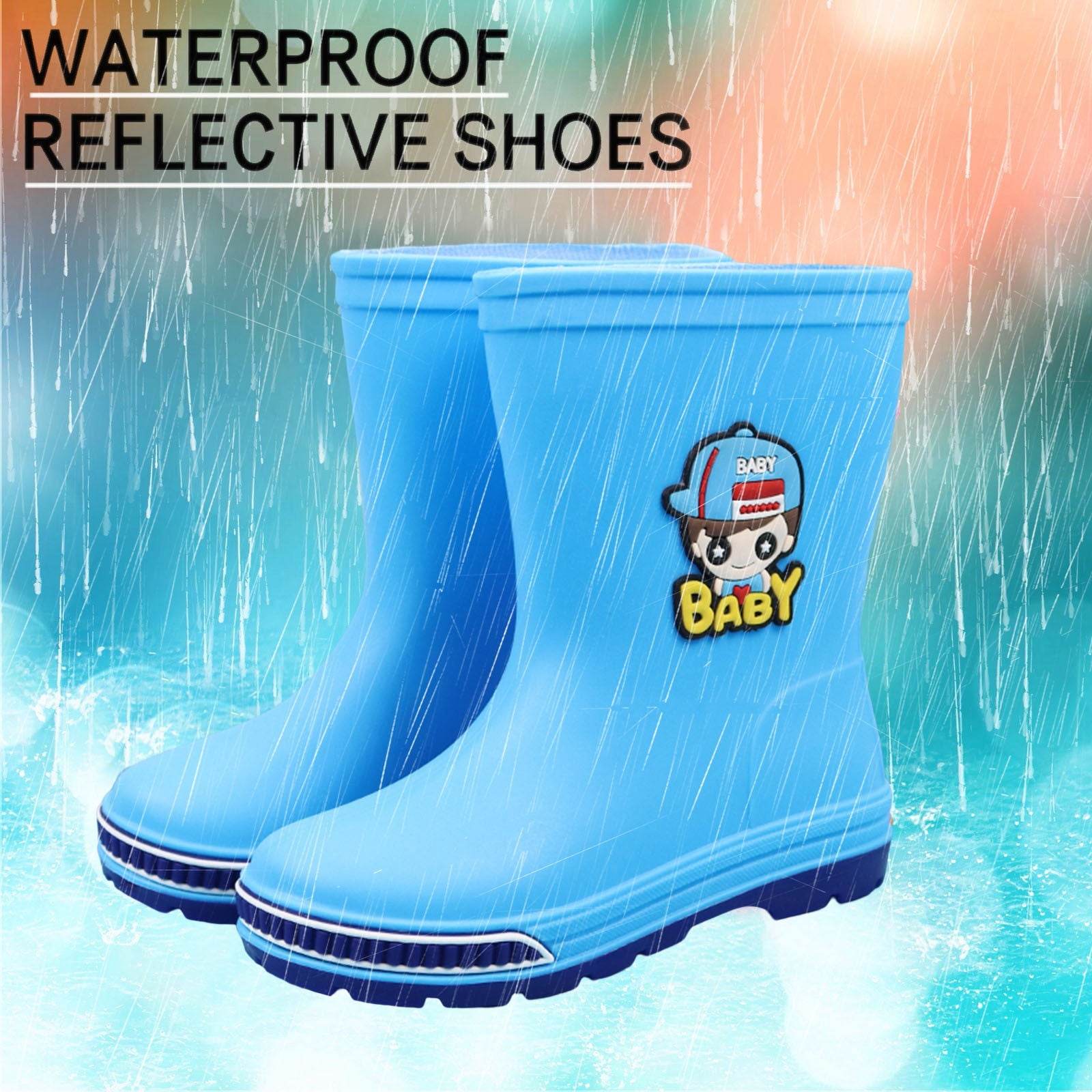 Colorful Waterproof Rain Boots for Kids - Yellow, Blue, Green, Pink with Removable Cotton Lining - ToylandEU