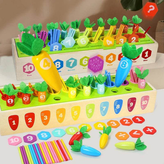 Colorful Wooden Radish Sorting Box for Kids - Shapes & Counting Fun - ToylandEU