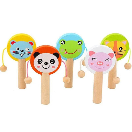 Colorful Wooden Rattle Drum & Clapping Castanets for Kids' Fun - ToylandEU