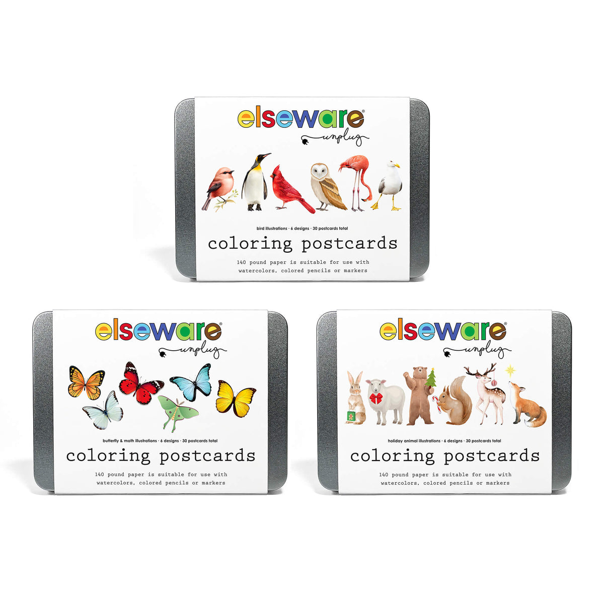 Coloring Postcards with Tin Storage | 30 Seasonal Cards | Toylandeu™