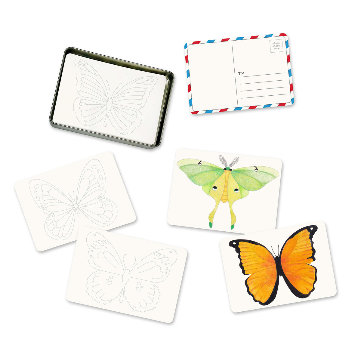 Coloring Postcards with Tin Storage | 30 Seasonal Cards | Toylandeu™