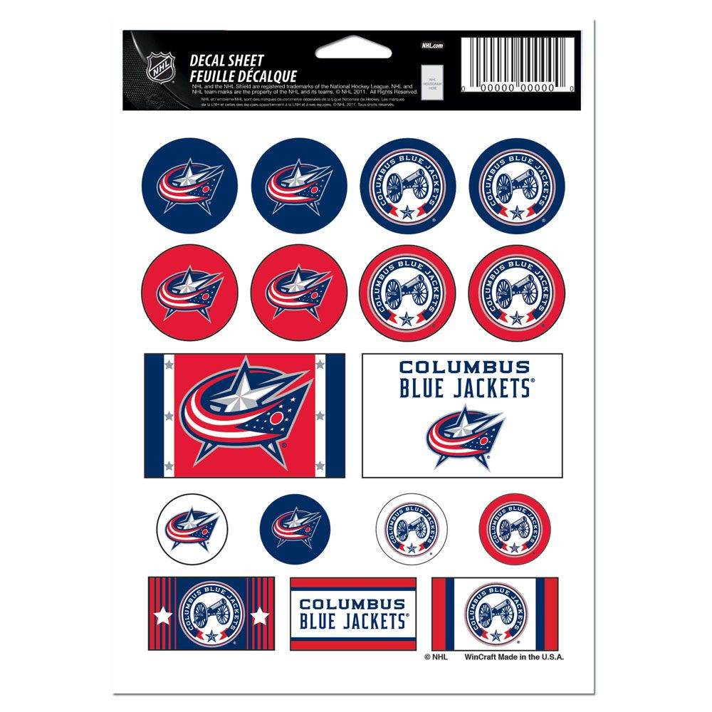 Columbus Blue Jackets Decal Sheet 5x7 Vinyl Stickers - ToylandEU