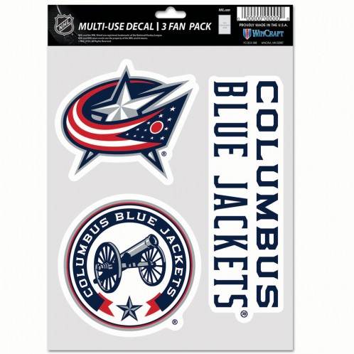 Columbus Blue Jackets Multi Use Decals 3 Pack Stickers - ToylandEU