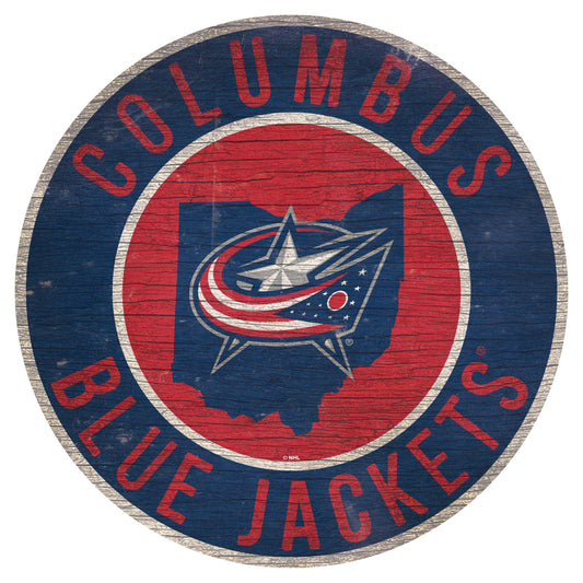 Columbus Blue Jackets Wood Round Sign State Design 12 Inch - ToylandEU