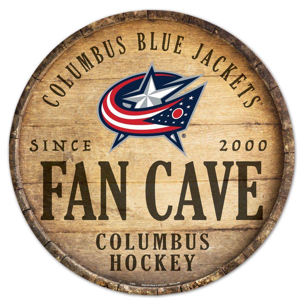 Columbus Blue Jackets Wood Sign 14 Inch Round Barrel Top - ToylandEU