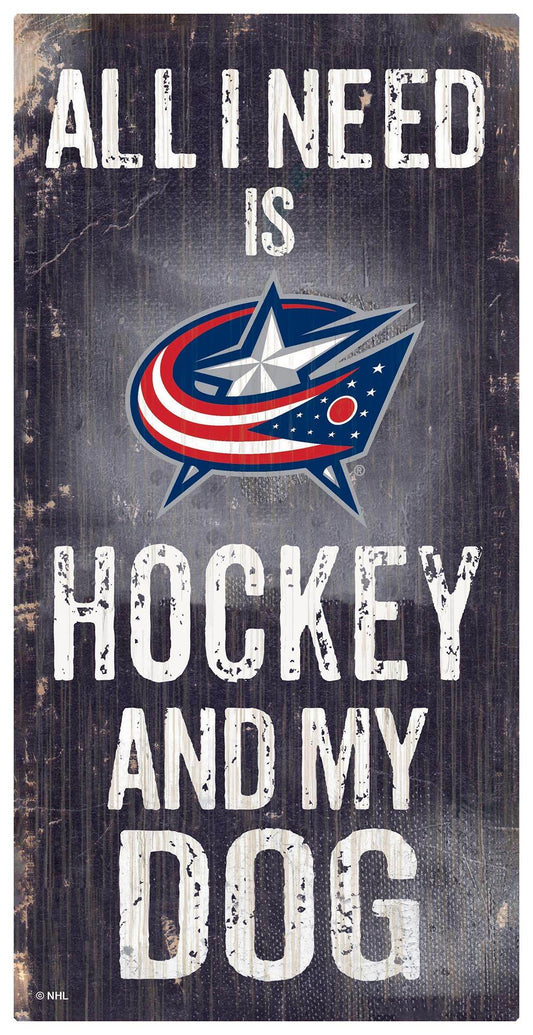 Columbus Blue Jackets Wood Sign 6x12 Hockey And Dog Design - ToylandEU