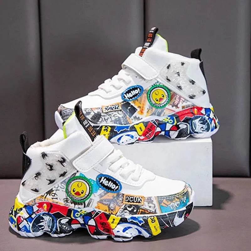 Comfortable Children's Sneakers with Cartoon Graffiti Design for Active Kids - ToylandEU