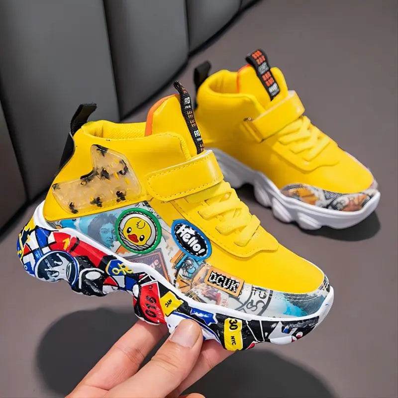 Comfortable Children's Sneakers with Cartoon Graffiti Design for Active Kids - ToylandEU