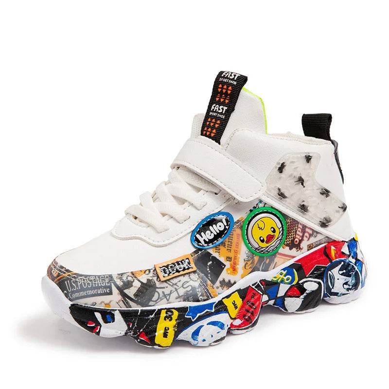 Comfortable Children's Sneakers with Cartoon Graffiti Design for Active Kids - ToylandEU