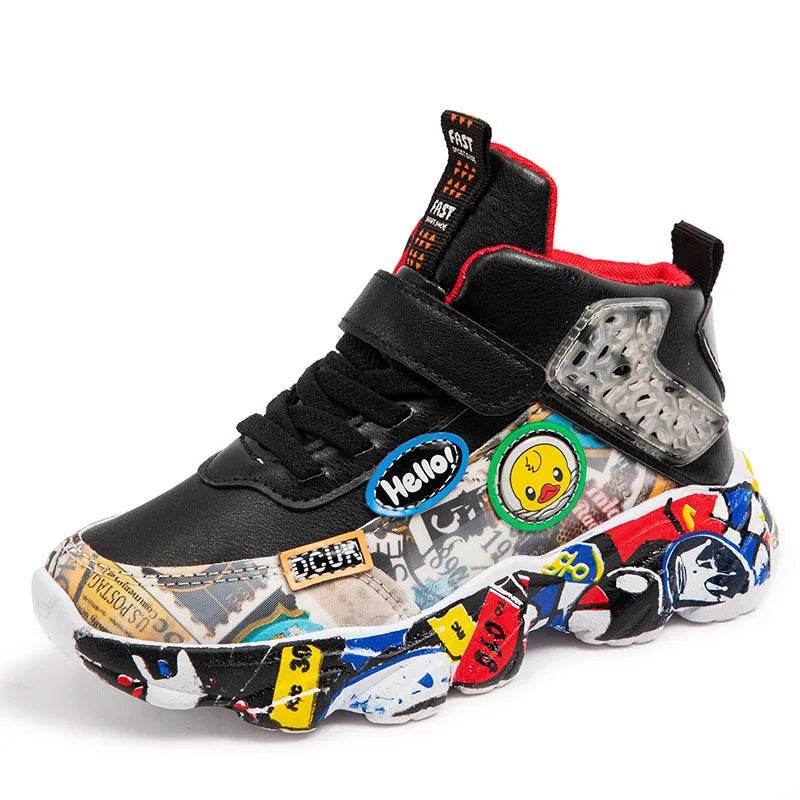 Comfortable Children's Sneakers with Cartoon Graffiti Design for Active Kids - ToylandEU