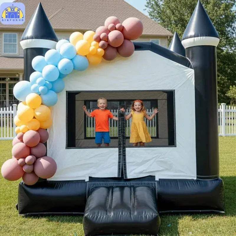 Commercial Black And White Inflatable Bounce House 13x10ft For Parties - ToylandEU
