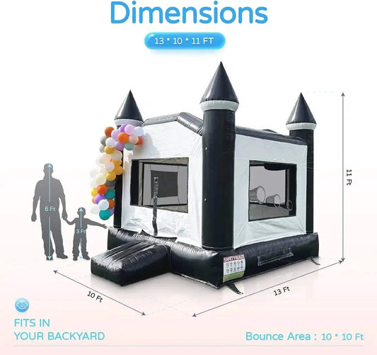  Inflatable Bounce House Commercial 13x10ft Black White -  ToylandEU™