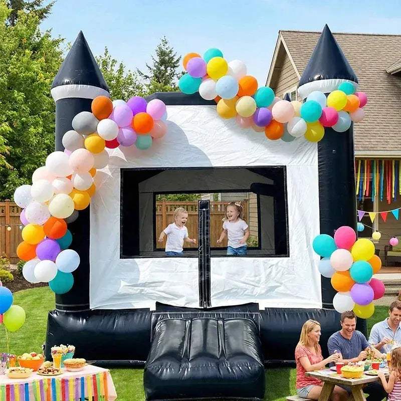 Commercial Black And White Inflatable Bounce House 13x10ft For Parties - ToylandEU