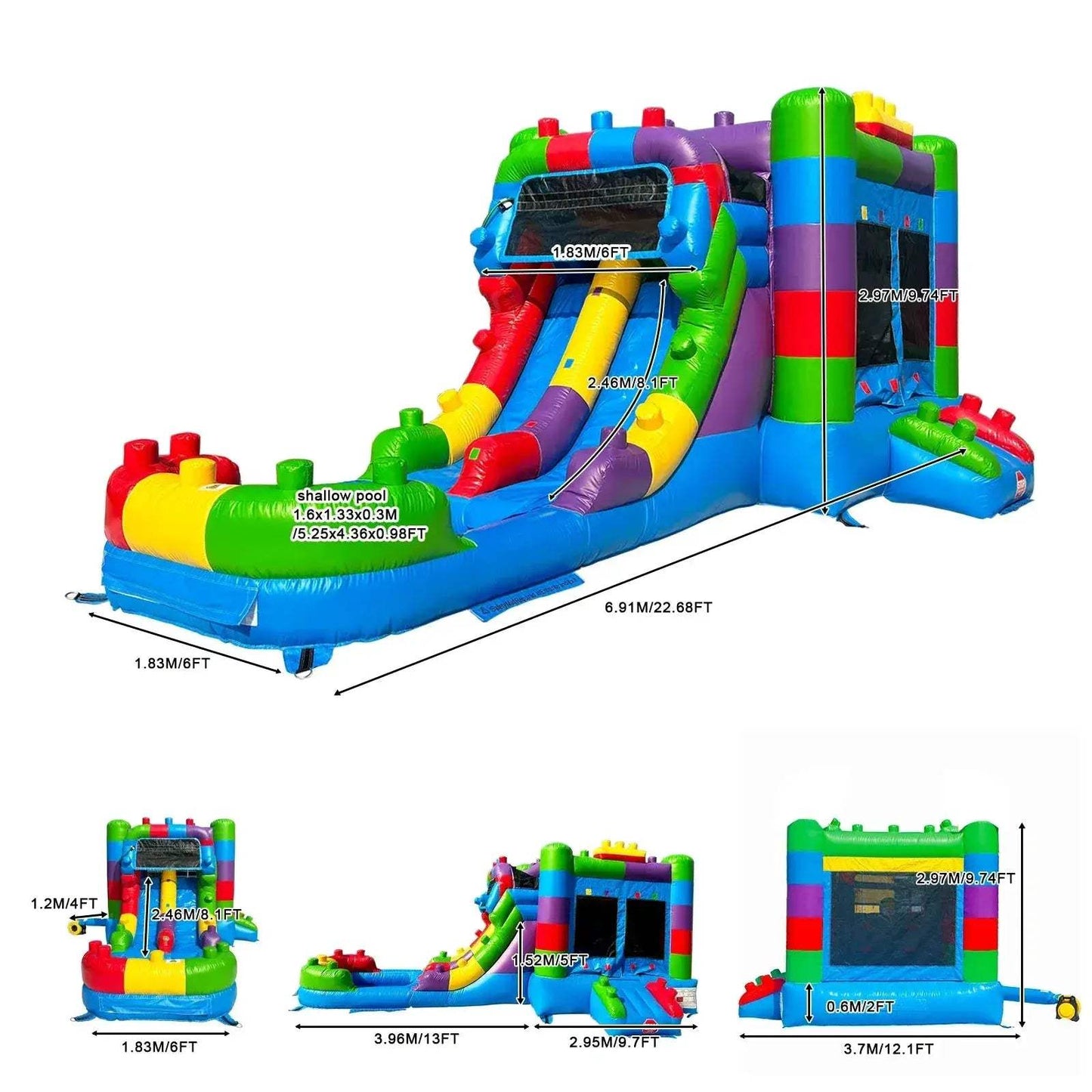 Commercial Grade Inflatable Bounce House With Water Slides - ToylandEU