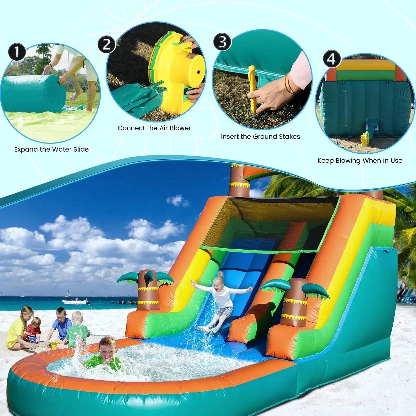 Commercial Grade Inflatable Water Slide 21ft for Kids Outdoor Use - ToylandEU