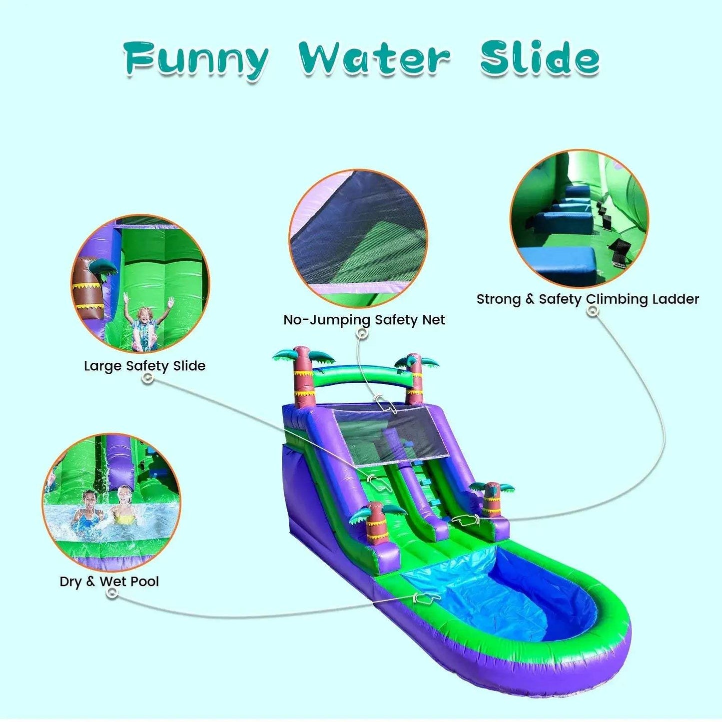 Commercial Grade Inflatable Water Slide With 1100W Blower - ToylandEU