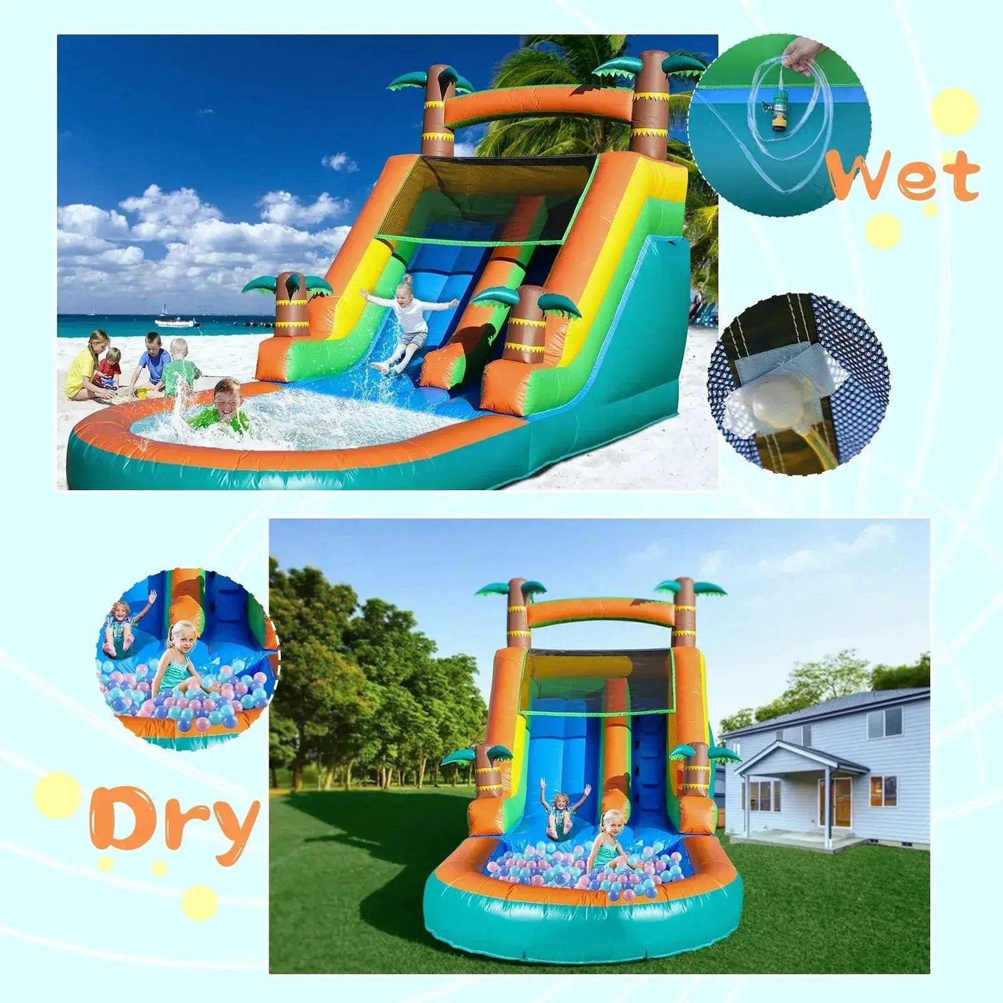 Commercial Grade Inflatable Water Slide for Kids With 1100W Blower - ToylandEU