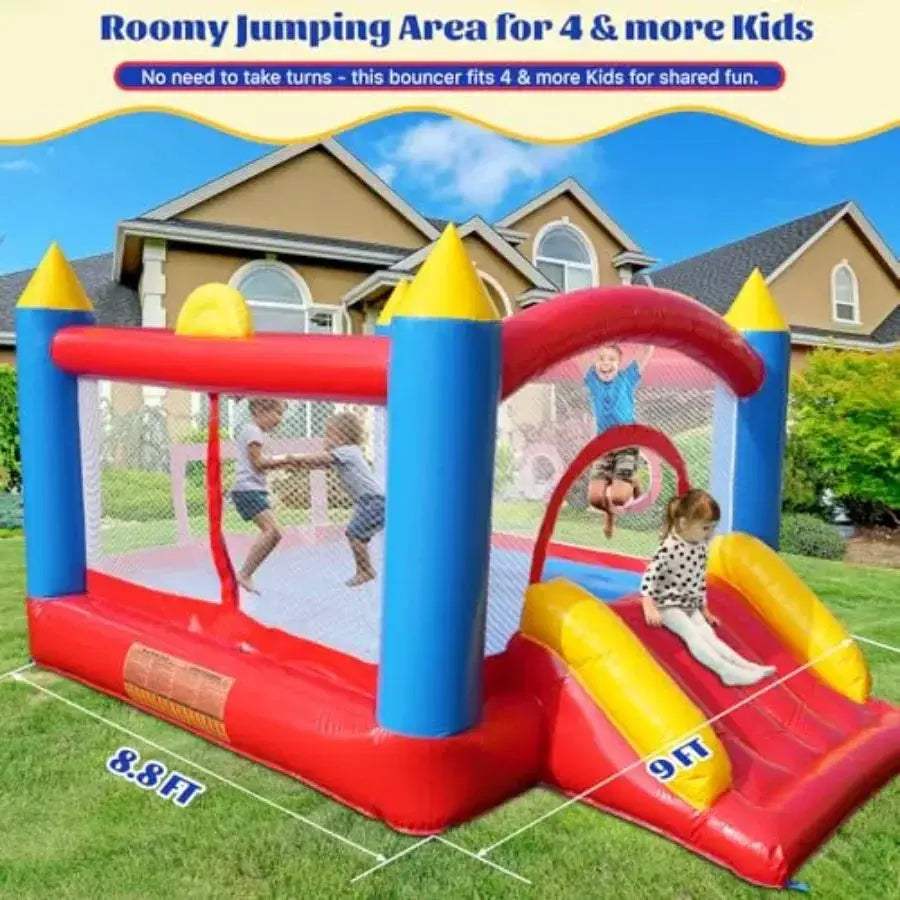 Commercial Grade PVC Bounce House With Wide Slide And Hoops - ToylandEU