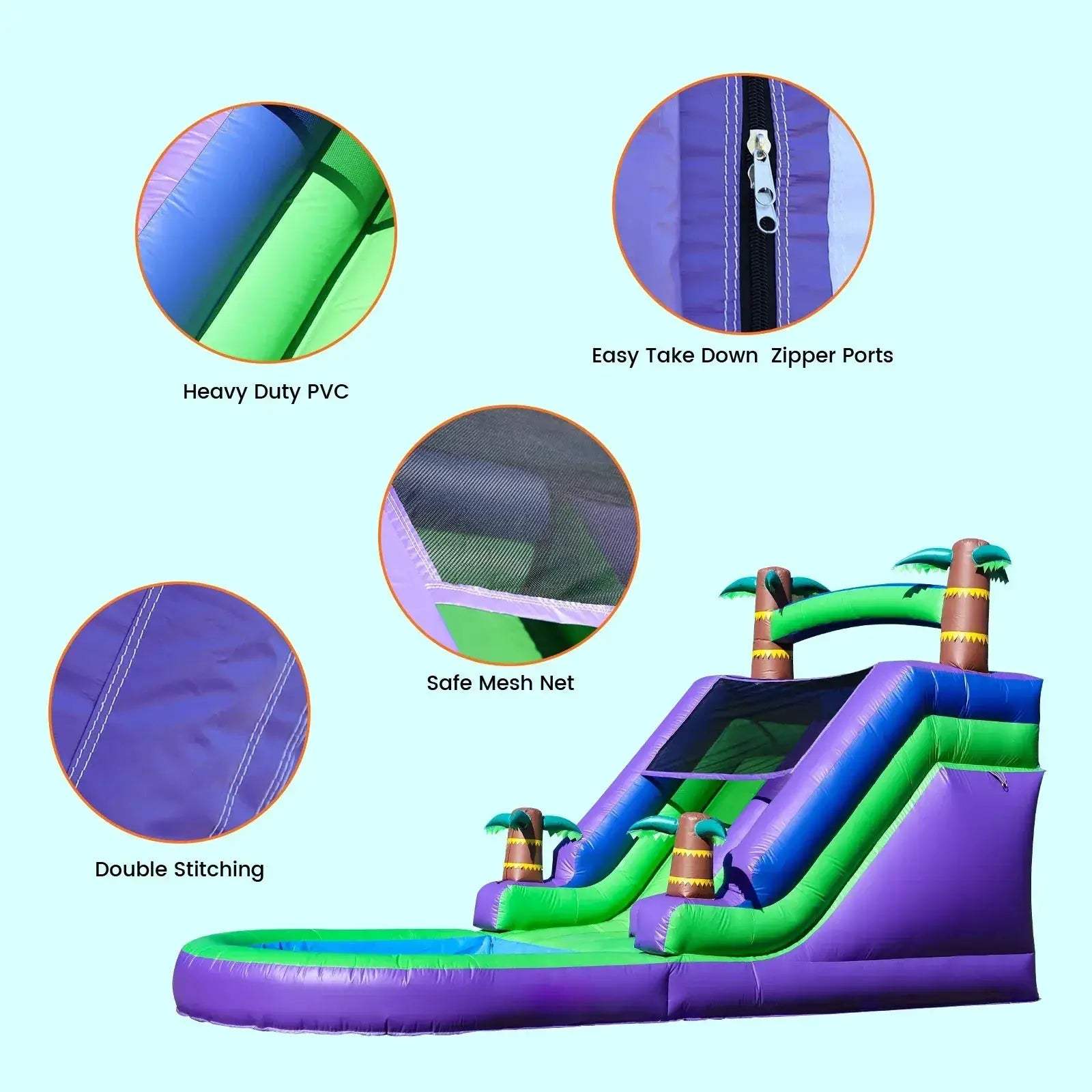 Commercial Grade PVC Inflatable Bounce House With Tropical Water Slide - ToylandEU