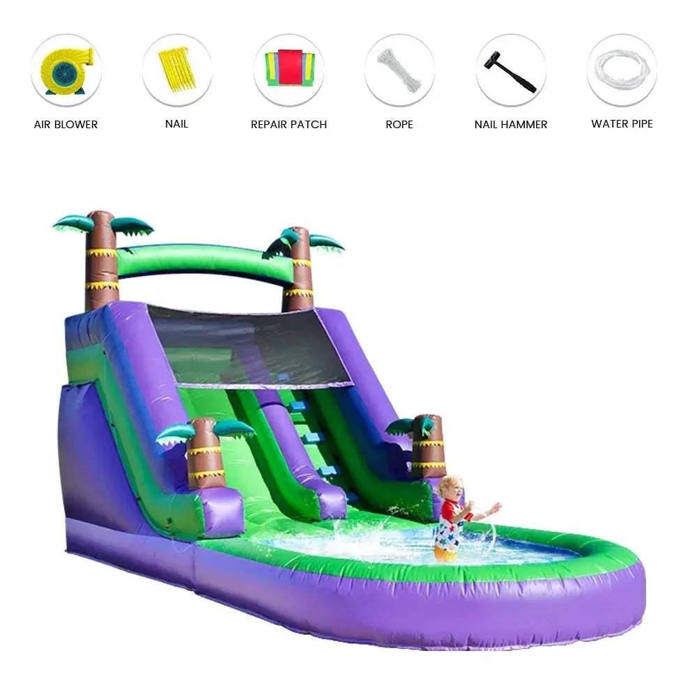 Commercial Grade PVC Inflatable Bounce House With Tropical Water Slide - ToylandEU