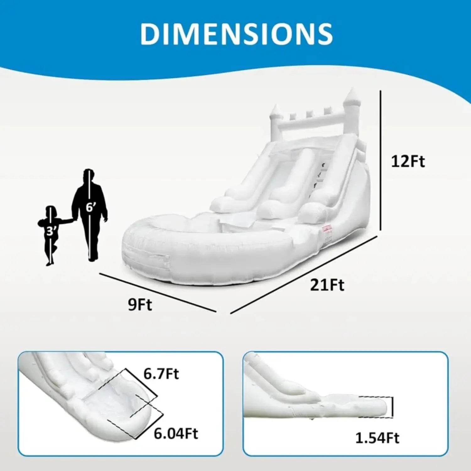 Commercial Grade White Inflatable Water Slide with Splash Pool Bouncy Castle for Adults and Kids Includes Blower Customization - ToylandEU