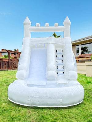 Commercial Grade White Inflatable Water Slide with Splash Pool Bouncy Castle for Adults and Kids Includes Blower Customization - ToylandEU