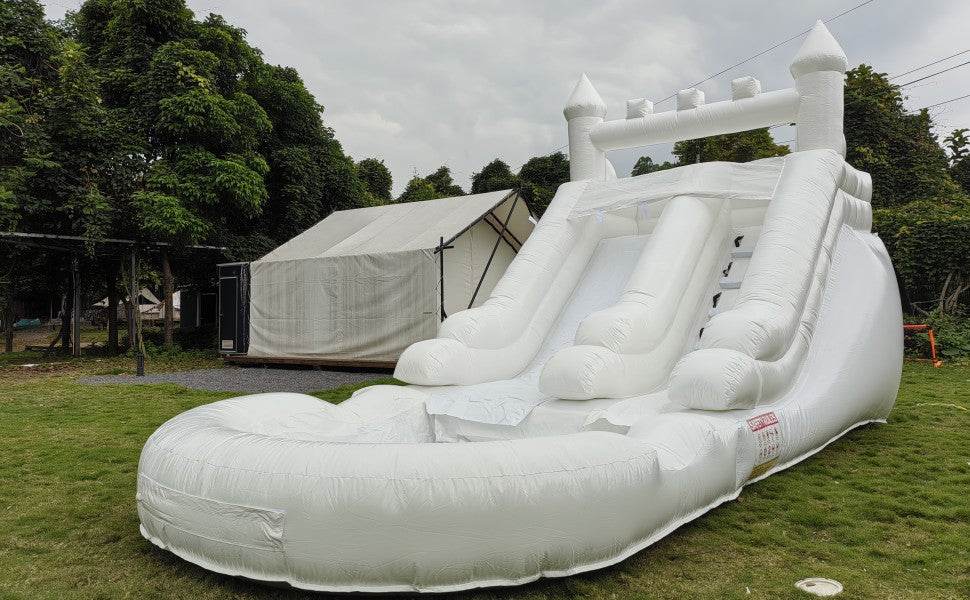 Commercial Grade White Inflatable Water Slide with Splash Pool Bouncy Castle for Adults and Kids Includes Blower Customization - ToylandEU