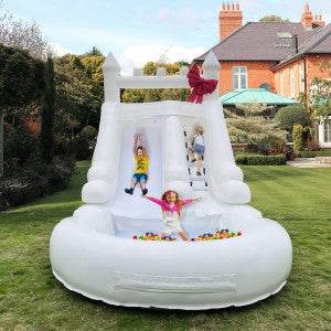 Commercial Grade White Inflatable Water Slide with Splash Pool Bouncy Castle for Adults and Kids Includes Blower Customization - ToylandEU