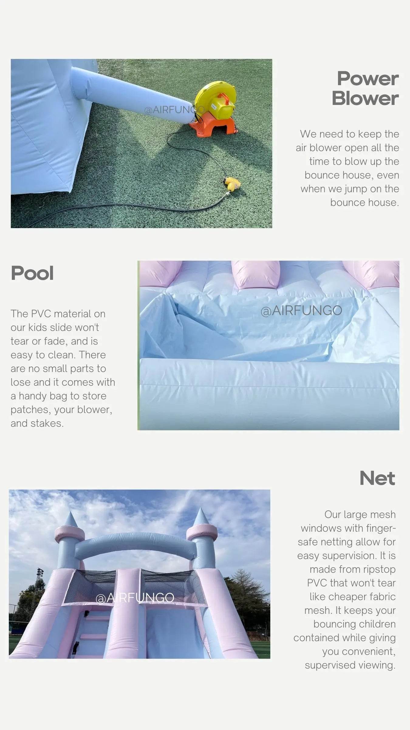 Commercial Grade White Inflatable Water Slide with Splash Pool Bouncy Castle for Adults and Kids Includes Blower Customization - ToylandEU