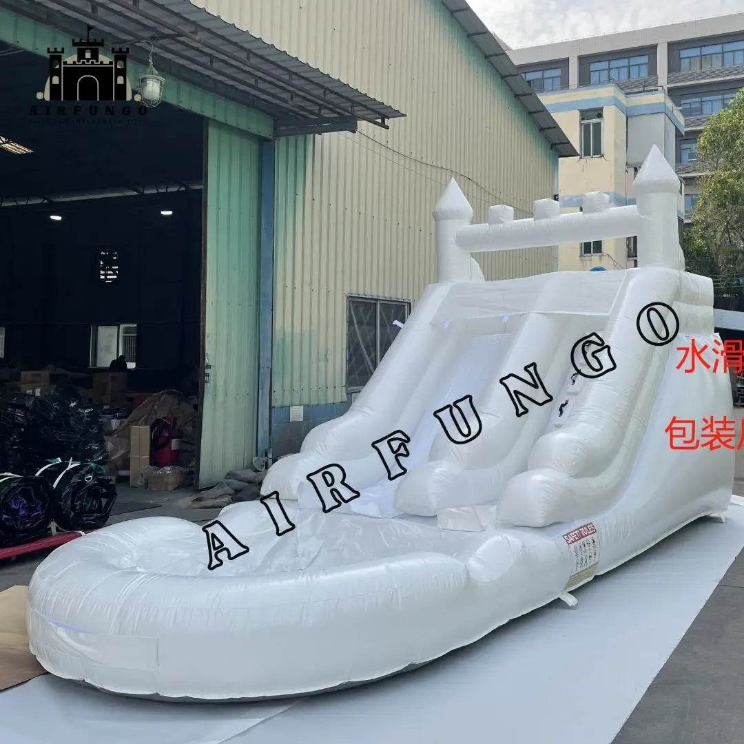 Commercial Grade White Inflatable Water Slide with Splash Pool Bouncy Castle for Adults and Kids Includes Blower Customization - ToylandEU