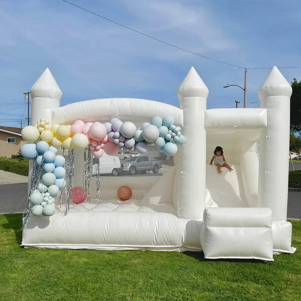 Commercial Half PVC Bounce House with Slide for Wedding Party - ToylandEU