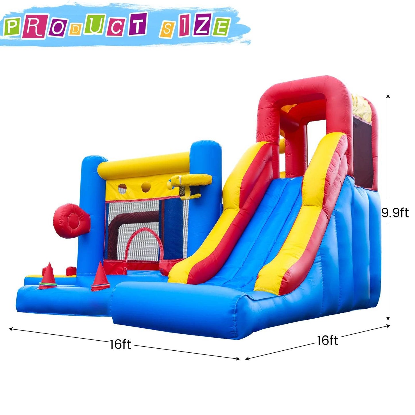 Commercial Inflatable Bounce House with PVC Bouncy Castle Slide - ToylandEU