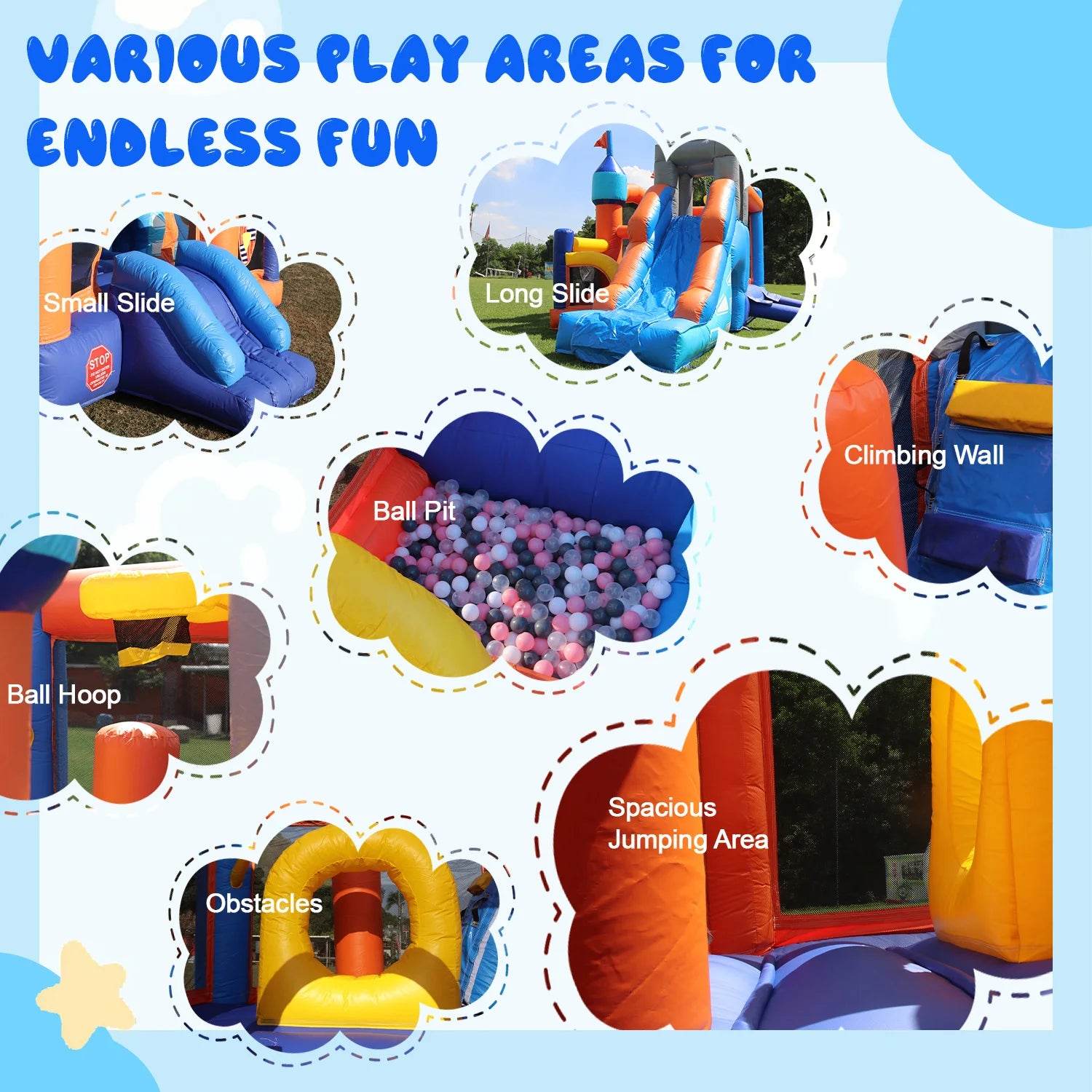 Commercial Inflatable Bounce House with PVC Bouncy Castle Slide - ToylandEU
