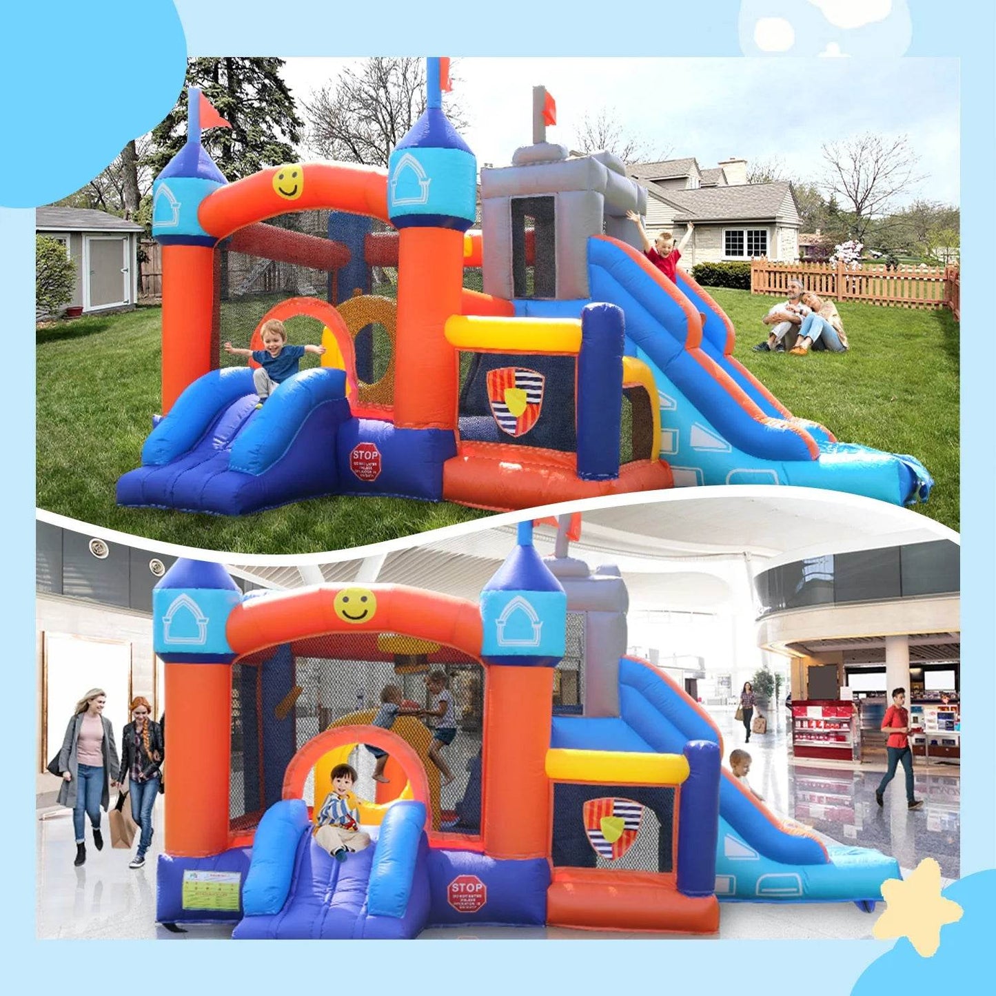 Commercial Inflatable Bounce House with PVC Bouncy Castle Slide - ToylandEU