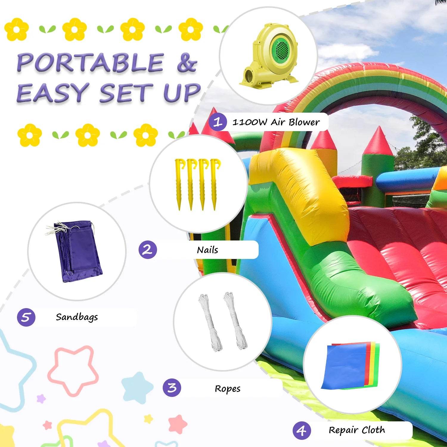 Commercial Inflatable Bounce House with PVC Bouncy Castle Slide - ToylandEU