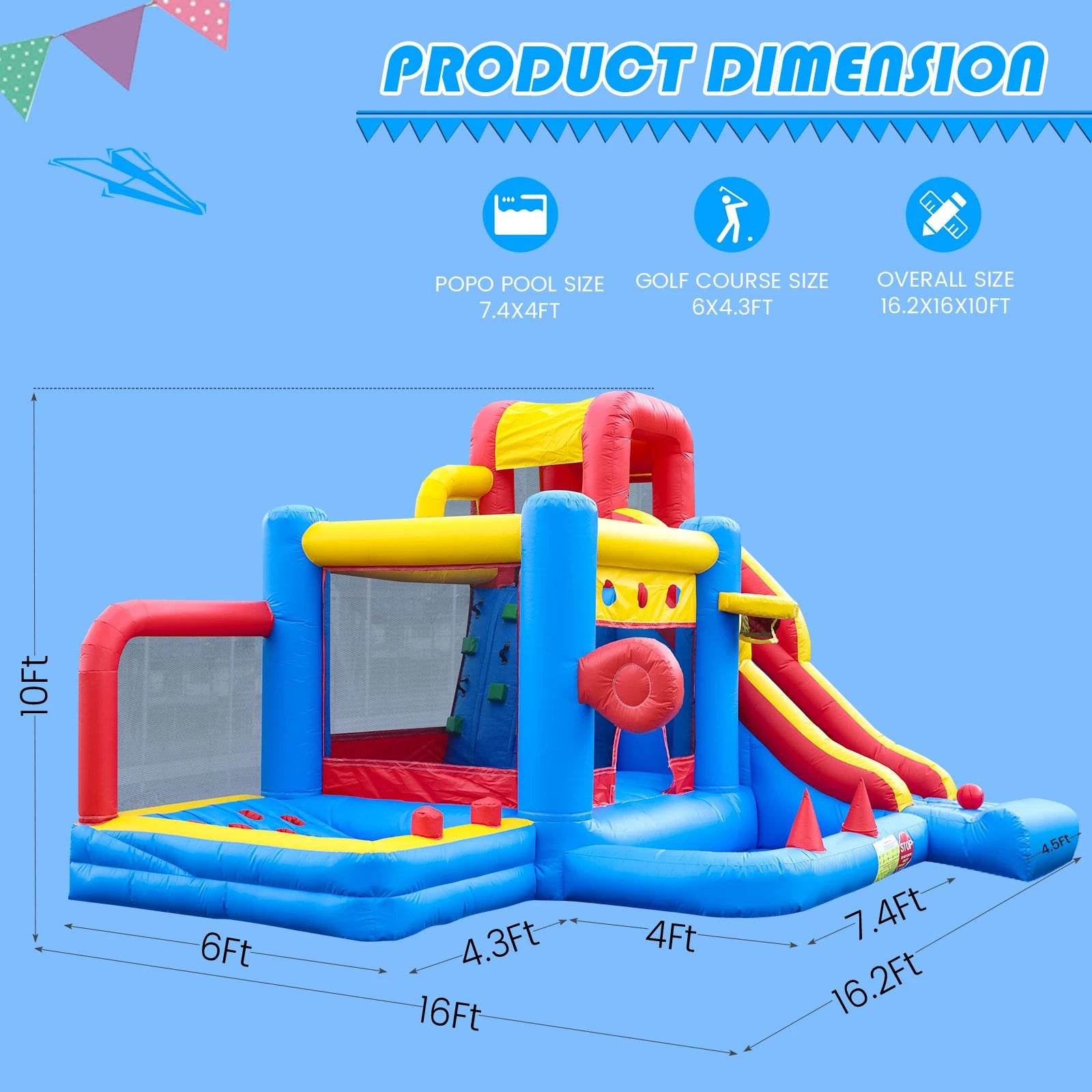 Commercial Inflatable Bounce House with PVC Bouncy Castle Slide - ToylandEU