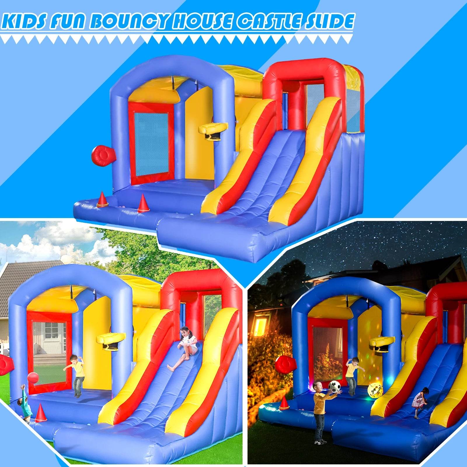 Commercial Inflatable Bounce House with PVC Bouncy Castle Slide - ToylandEU