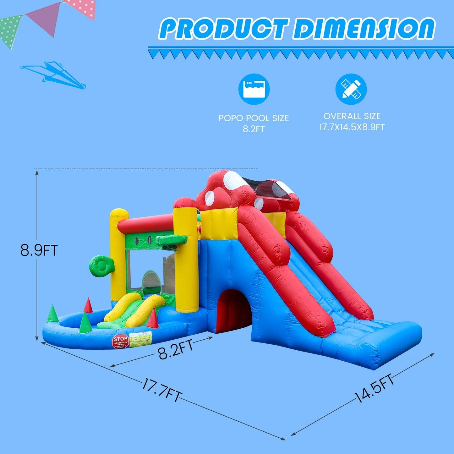 Commercial Inflatable Bounce House with PVC Bouncy Castle Slide - ToylandEU