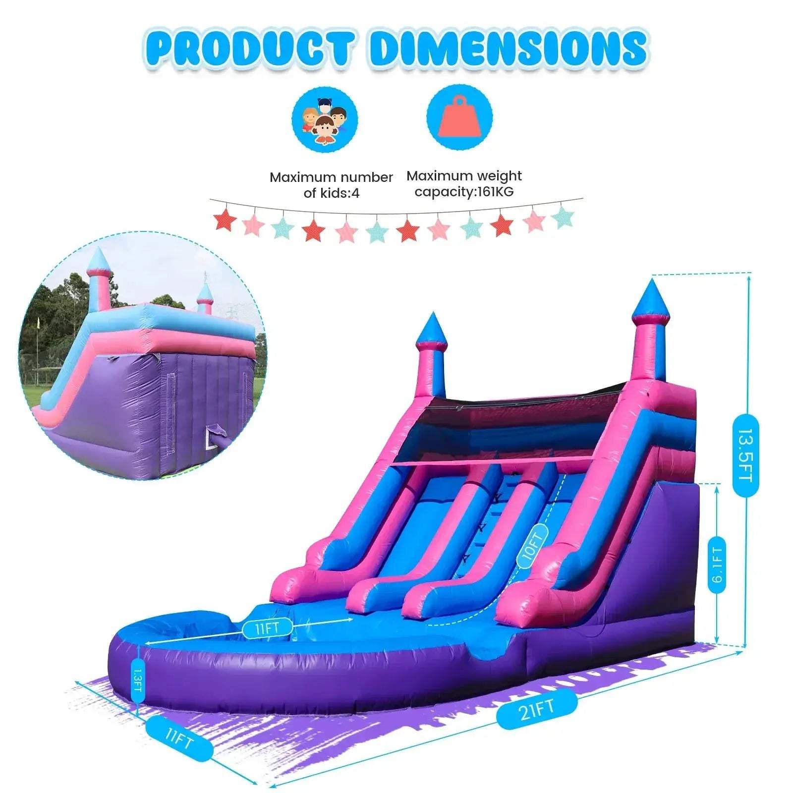 Commercial Inflatable Double Water Slide 6.4m With Blower For Kids - ToylandEU